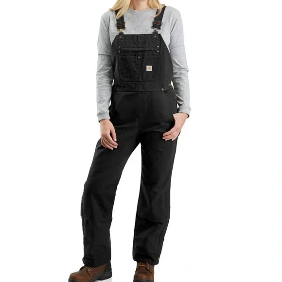 Carhartt Women's Relaxed Fit Washed Duck Insulated Bib Overall - Picture 1 of 9